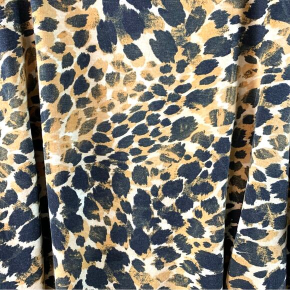 Roamans Womens Abstract Animal Print Top Sz 2X Earthy Flowy Ruffle Sleeve‎ - Picture 2 of 8